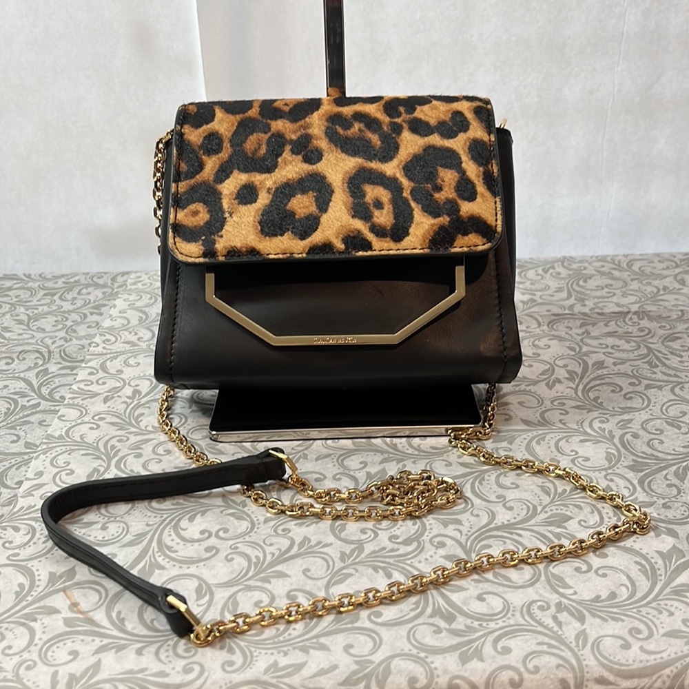 Louise et cie 100% leather, real cow hair fur crossbody NWOT - Picture 2 of 15